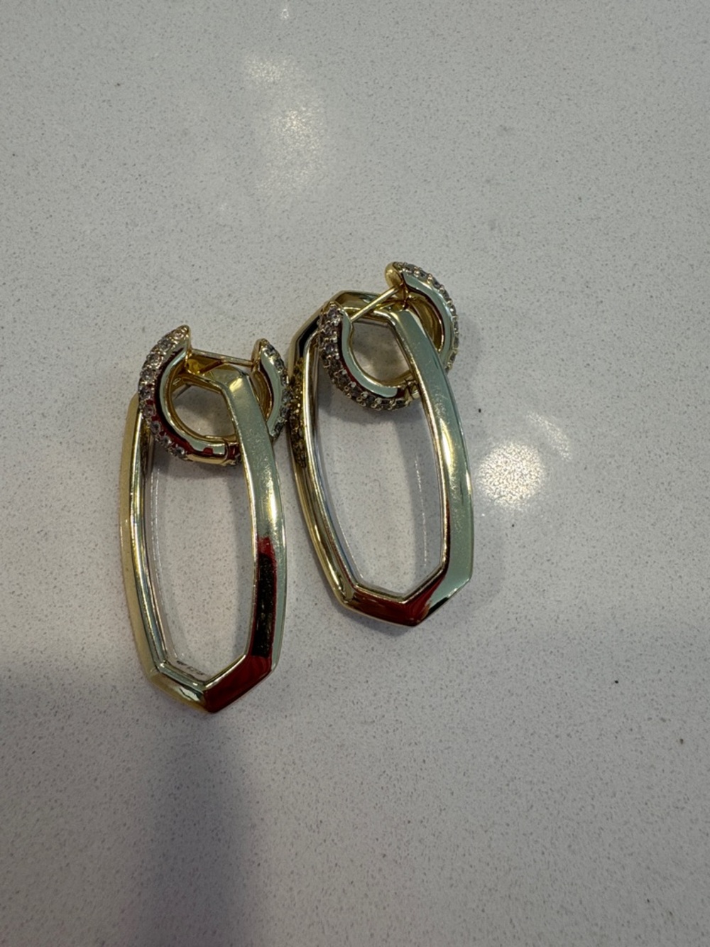 Kendra Scott Gold Geometric Pavé Hoop Drop Earrings